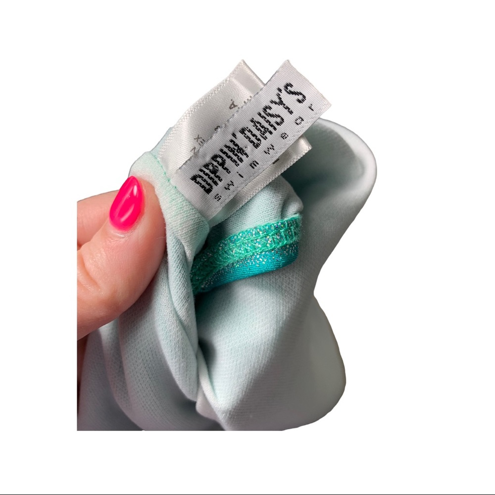 Dippin’ Daisy’s Glitter Sparkle Teal Blue High Leg One Piece Swimsuit - Picture 6 of 6